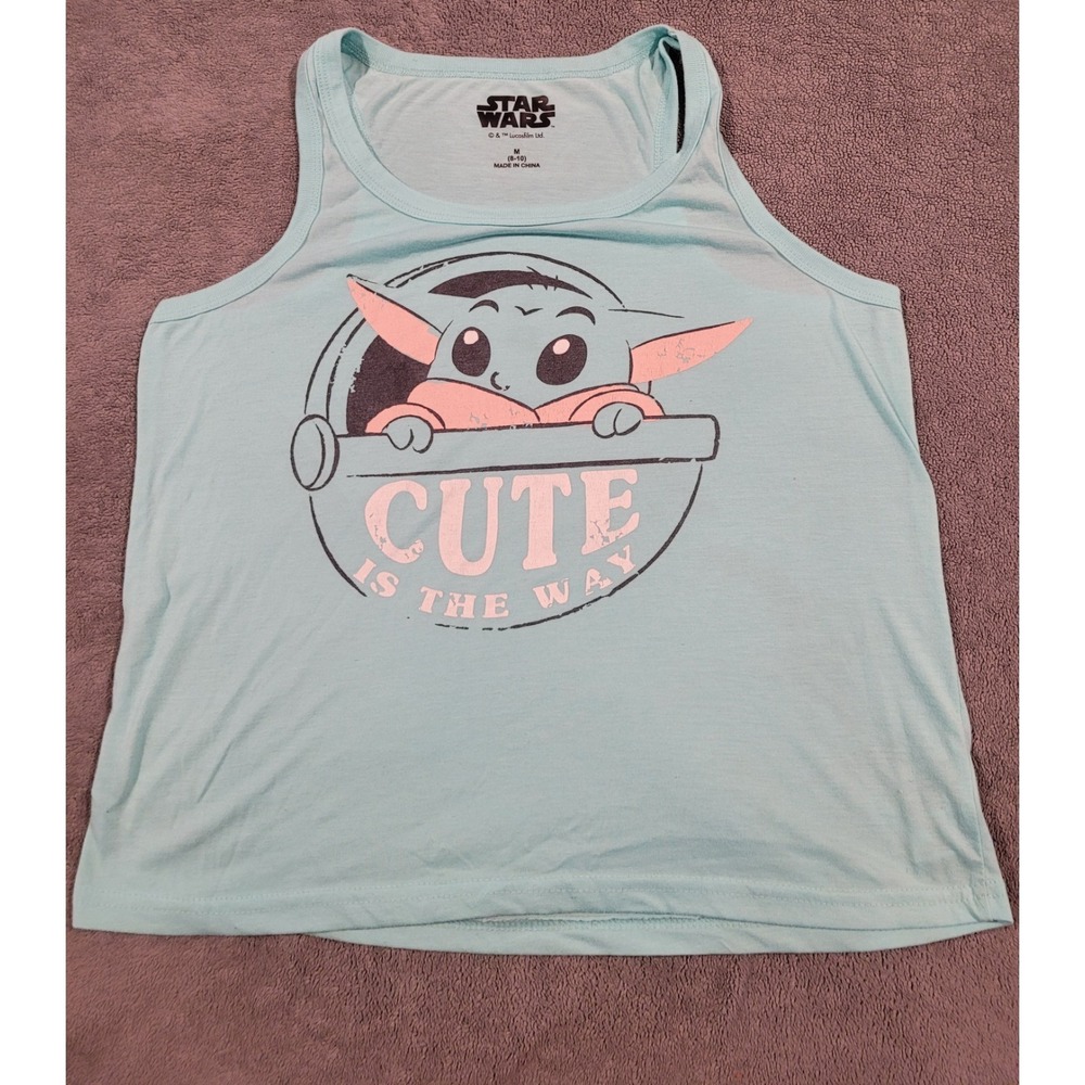 Stars Wars Preteen Sleeveless Shirt Teal Baby Yooda 8/10 Medium Summer/fall